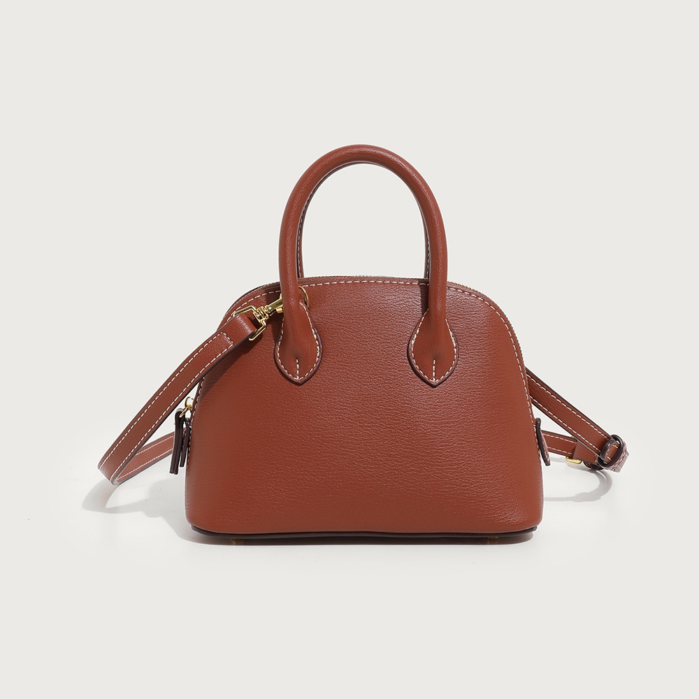 New Shell Bag Bolide Bowling Bag Shoulder Bag Boston Handbag Crossbody Bag Women's Bag - Brown