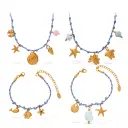 Blue Rope Braided Ocean-themed Pendant Set, Featuring Starfish, Dolphins, And Sea Turtles, Multi-dangling Necklace And Bracelet. view 9