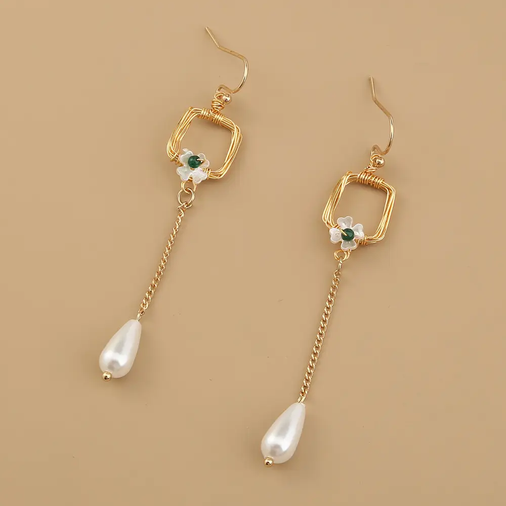 Retro Long Fringe Earrings Simple All-match Pearl