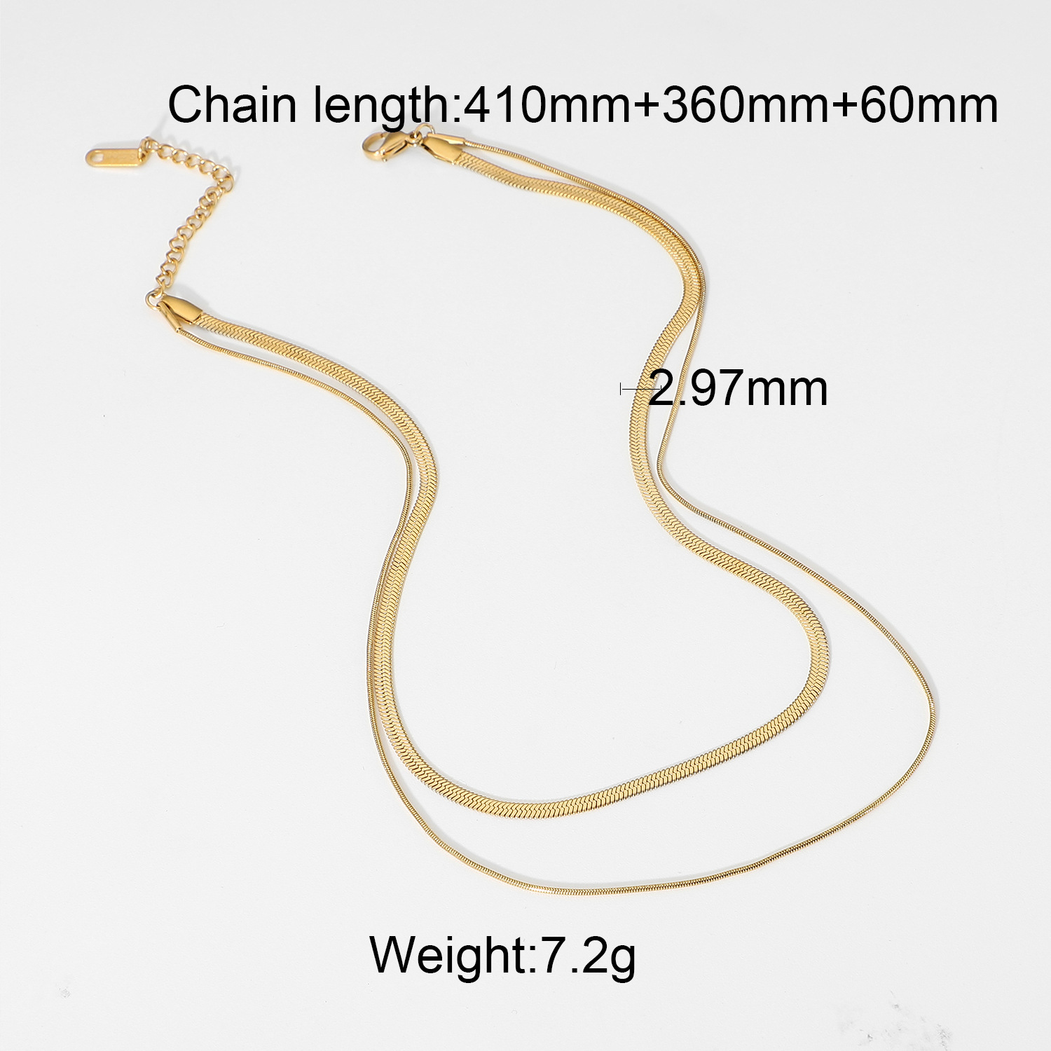 Chunky Necklace Double Snake Chain Necklace