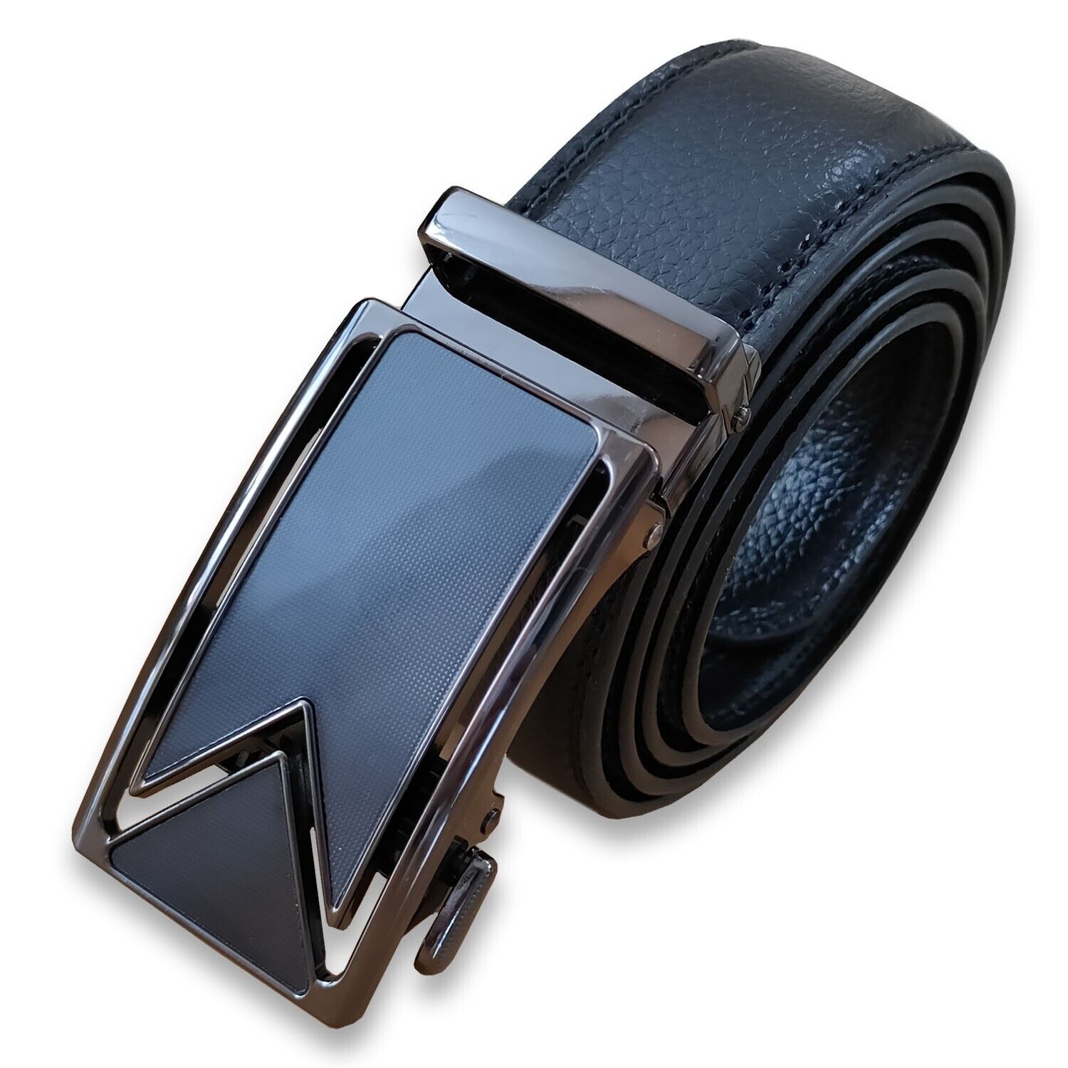 Slide Buckle Ratchet Belt - Genuine Leather - USA. We ship only inside the US, USPS First Class Package, 2 Day Handling, 2-5 Day Shipping. Microfiber PU Leather Ratchet Belt Belts For Men Adjustable Size with Automatic Slide Buckle No Holes by SHAVIT. Rat