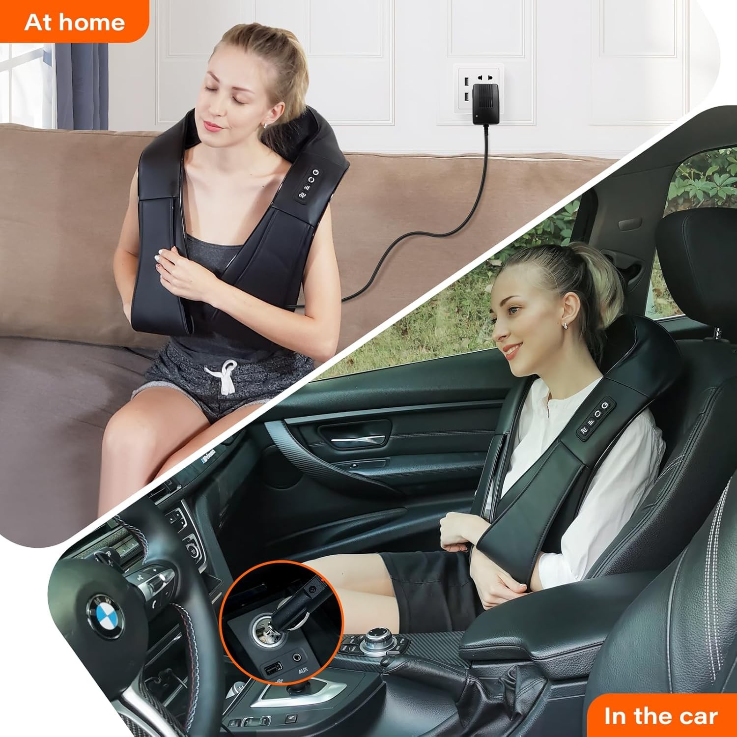 Electric Shiatsu Neck Back Shoulder Massager With Heat & Kneading, Deep Tissue Massage For Home Car Office Use, UK Plug