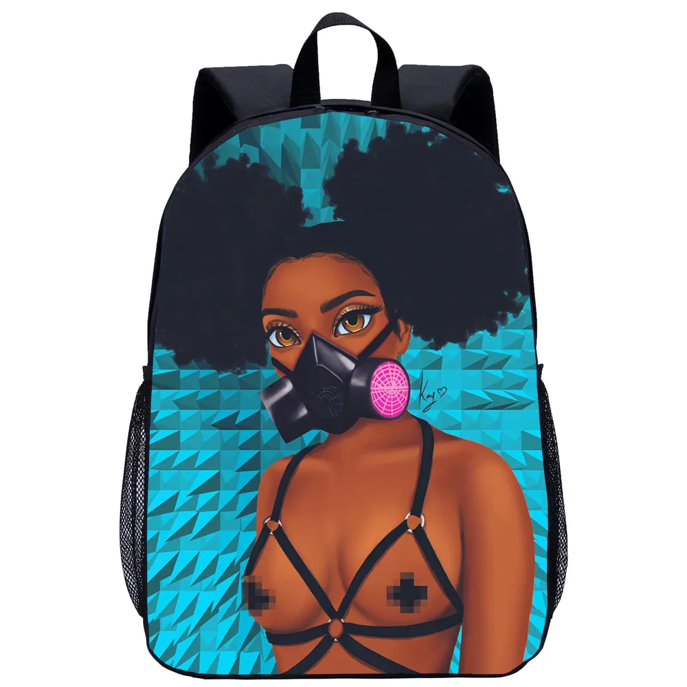 African Girl Student School Bag Child