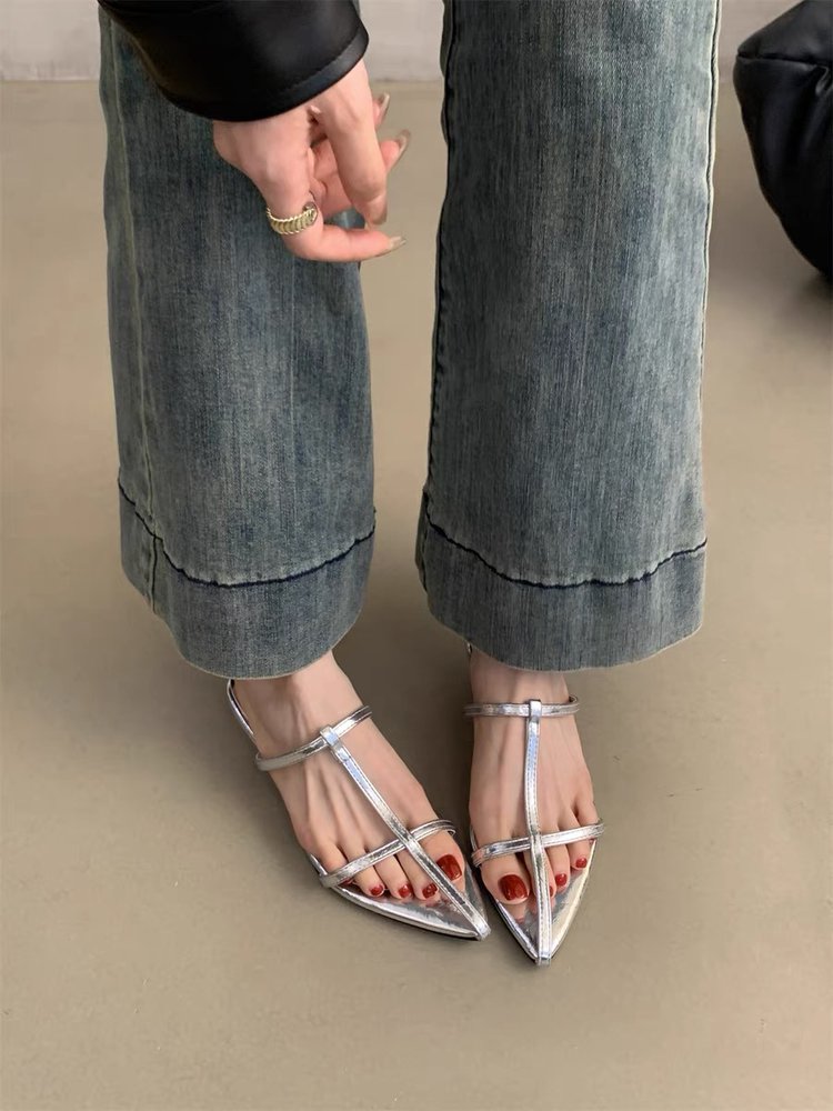 Pointed Toe Block Heel Sandals