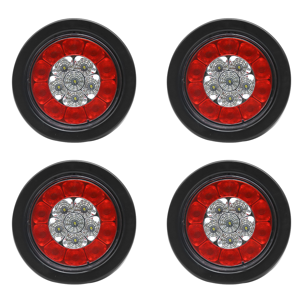 Truck Universal Small Taillight American Version, 16 LED Dual Color Rubber Ring Round Light ,12V,  4-pack