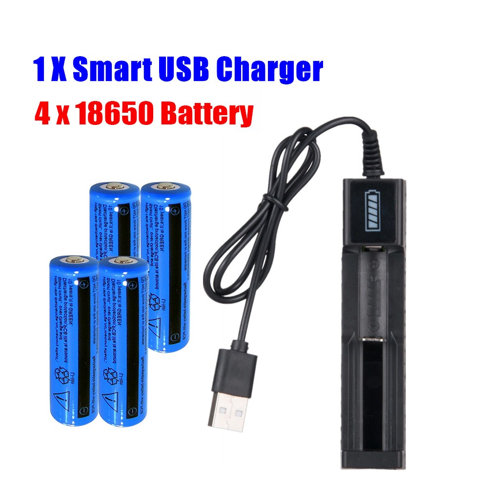 Li-ion Battery&Charger 3000mAh 3.7V Rechargeable Lithium Batteries USB Charger For Torch Flashlight