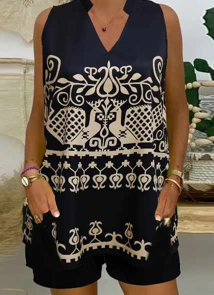 Women's Casual And Comfortable Sleeveless Two-piece Set