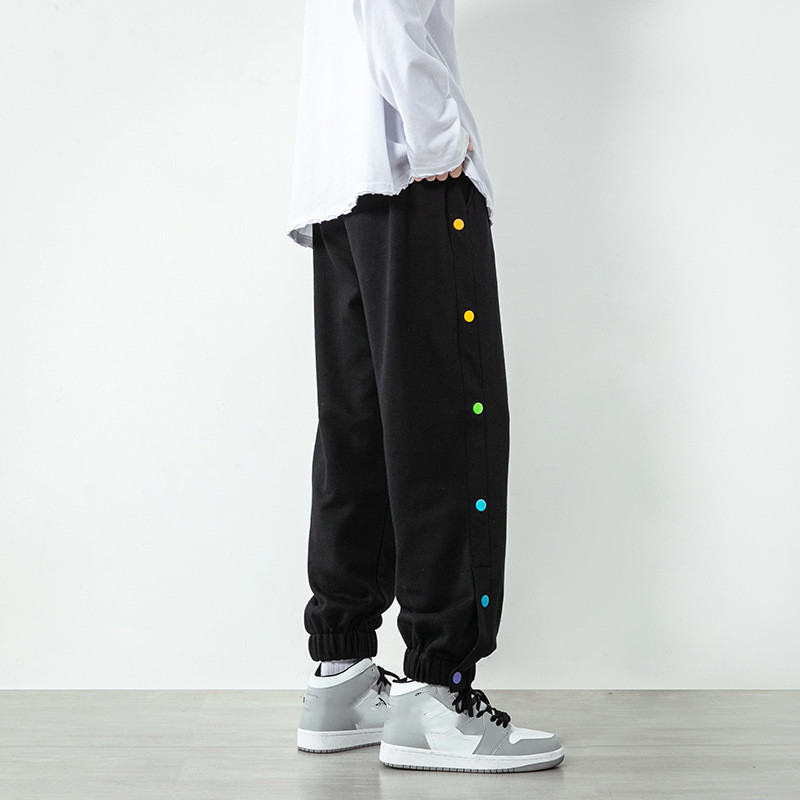 Men's Casual Buckle-Breasted Cropped Casual Sweatpants