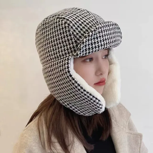 Thousand bird Ear Protection Thickened Cycling Hat Fashion Cold Black - Shop at LoveMi