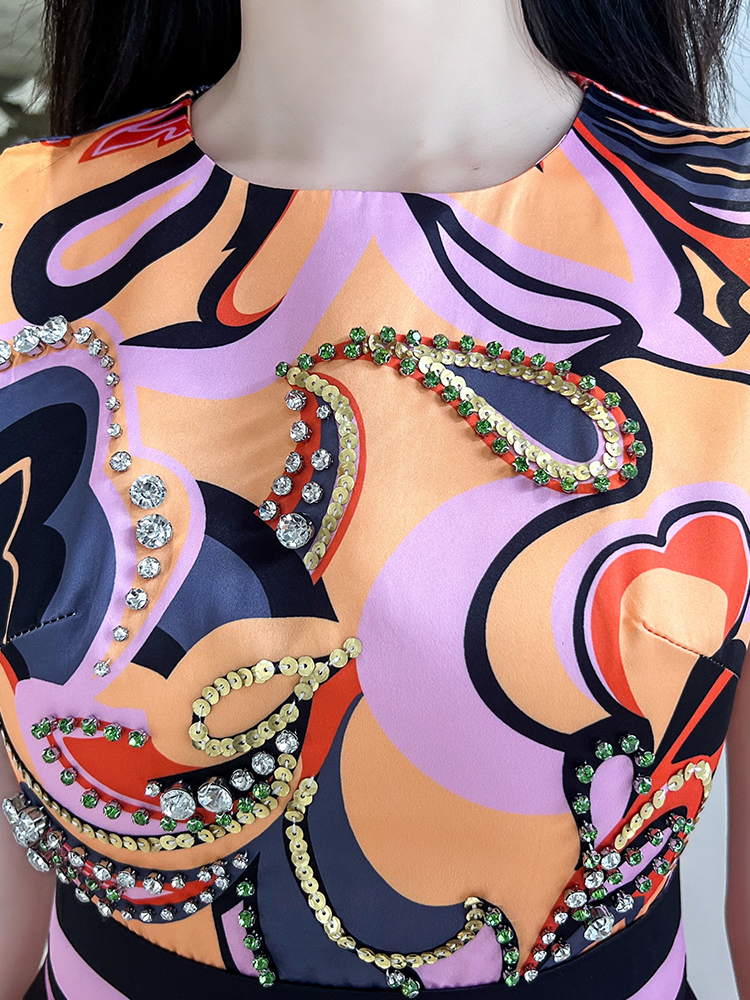 French-style Beautiful Print Slim Waist Dress