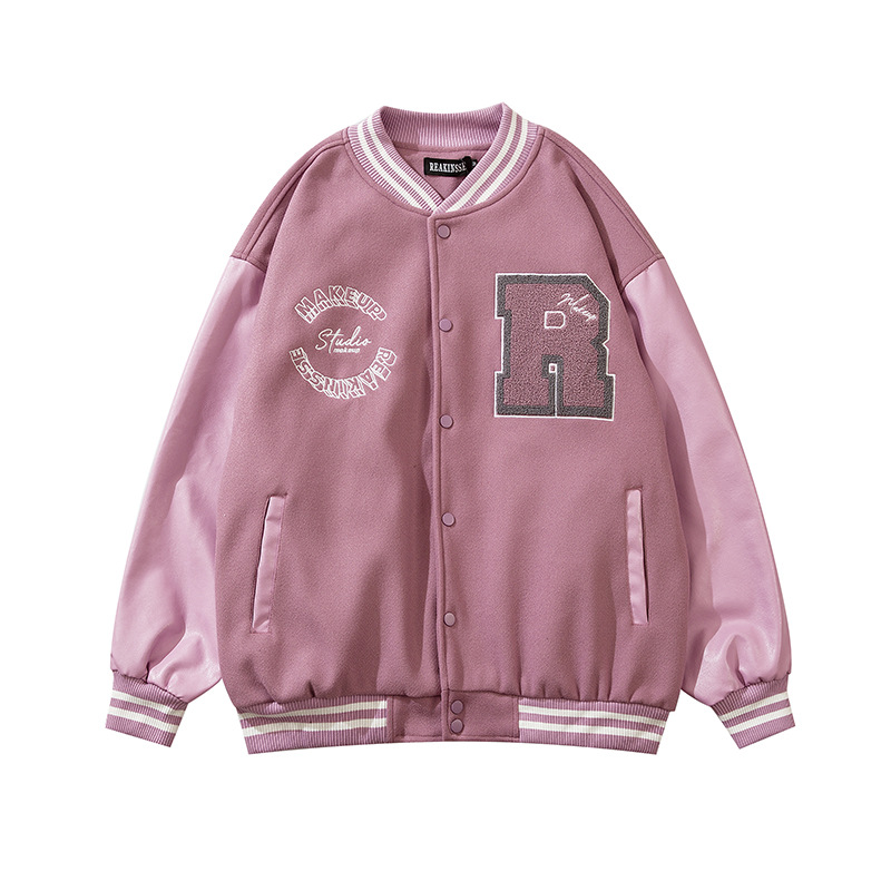 New Stitching Leather Sleeve Embroidered Baseball Uniform