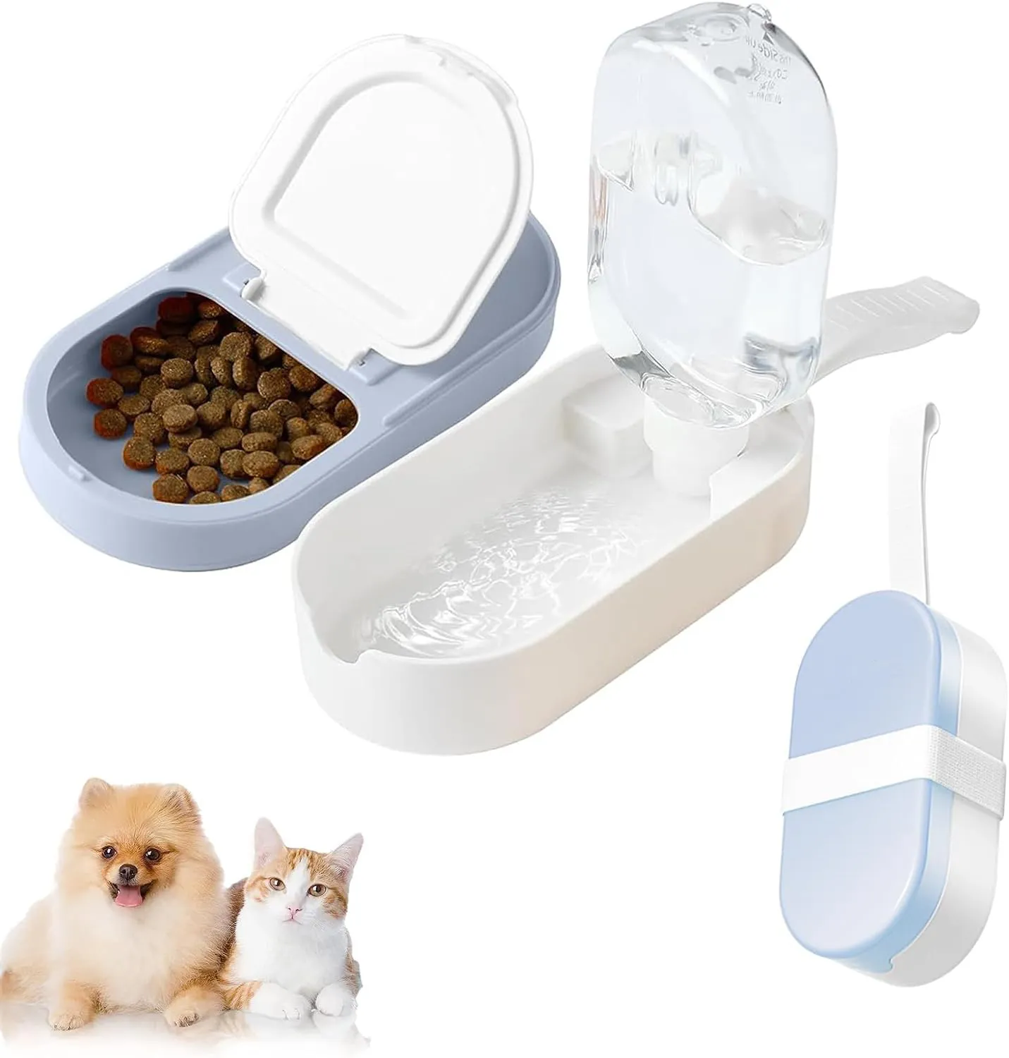 Dog Water Bottle Bowl 2-in-1 Food Container