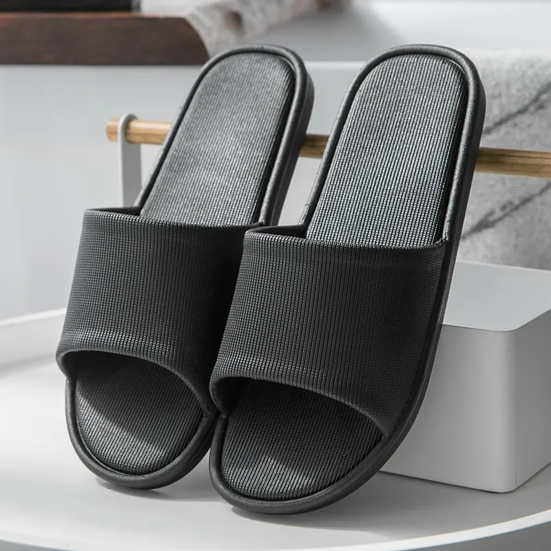 Bathroom Slippers Men's Summer Indoor Bath Non-slip - Black