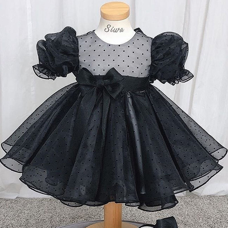 Girls Princess Dress Children's Dress Black Fluffy Yarn Baby