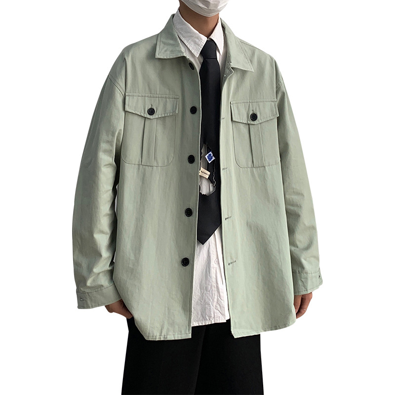 Men's Loose Pocket Decorated Long Sleeve Shirt Jacket