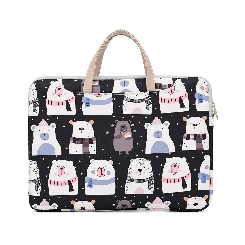 Ultralight And Ultra-thin Oxford Cloth Notebook Computer Bag - Cartoon Colour Bear-14Inches
