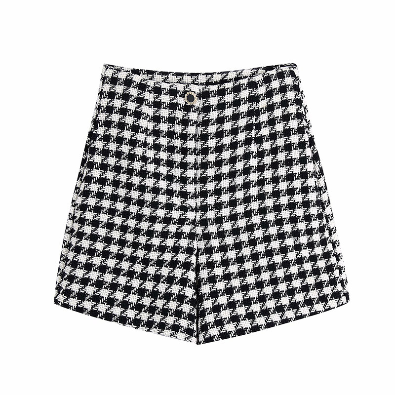 Fashion Ladies Houndstooth Texture Suit Big Shorts Black - Shop at LoveMi