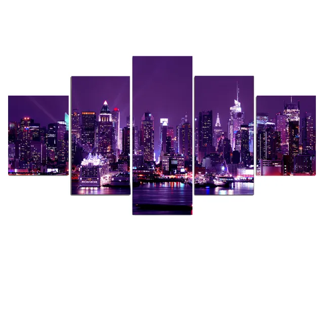 Wall Painting Canvas New York City Architecture Landscape Print Night View Poster Home Decor 3Color - Shop at LoveMi