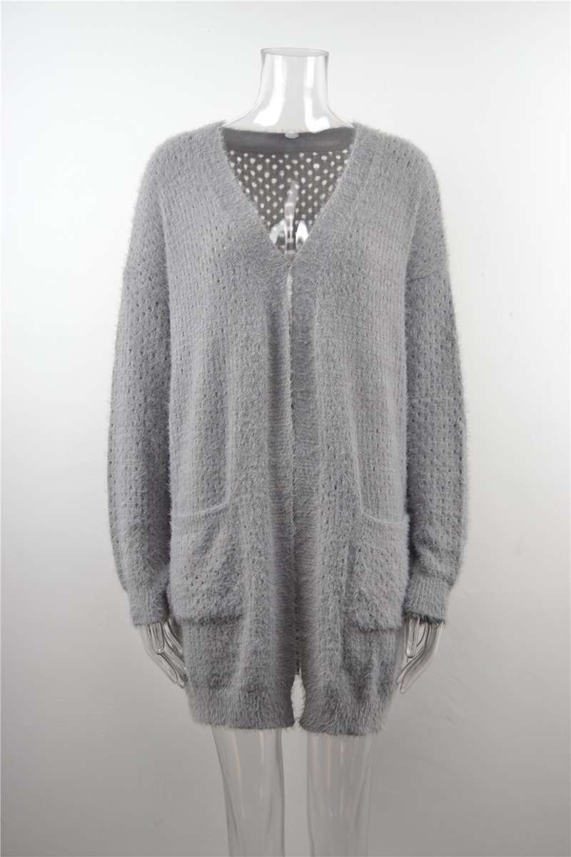 Title 6, Plush Cardigan with Pockets Solid Color Sweater...