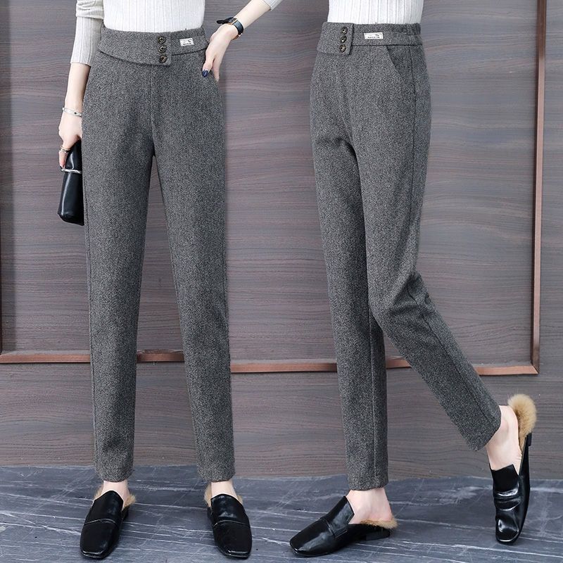 Women's Herringbone Woolen Pants Autumn And Winter