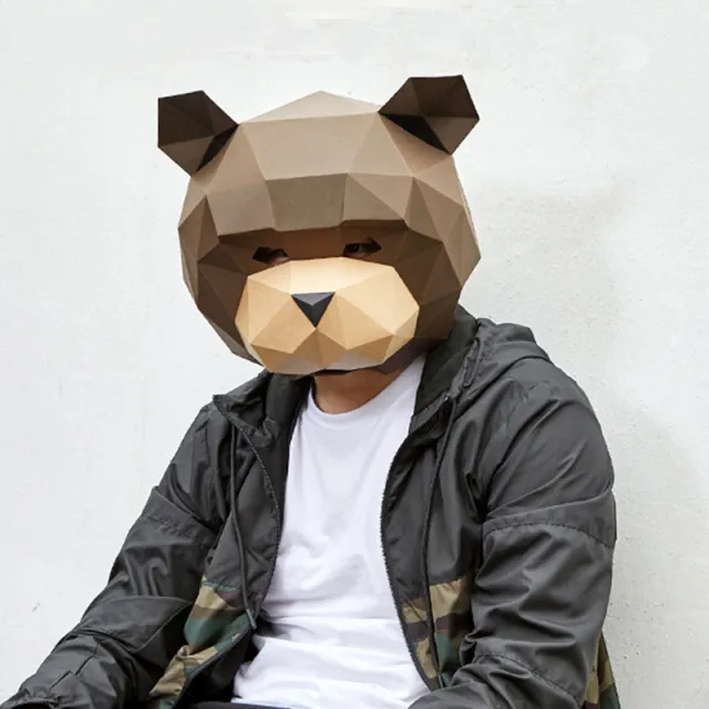 Smiling Teddy Bear Headgear Creative Handmade Toy Khaki - Shop at LoveMi