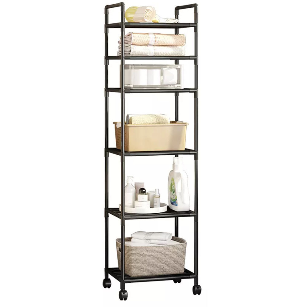 6 Tier Racking Heavy Duty Shelving Storage Shelves With Wheels Bathroom Kitchen 9