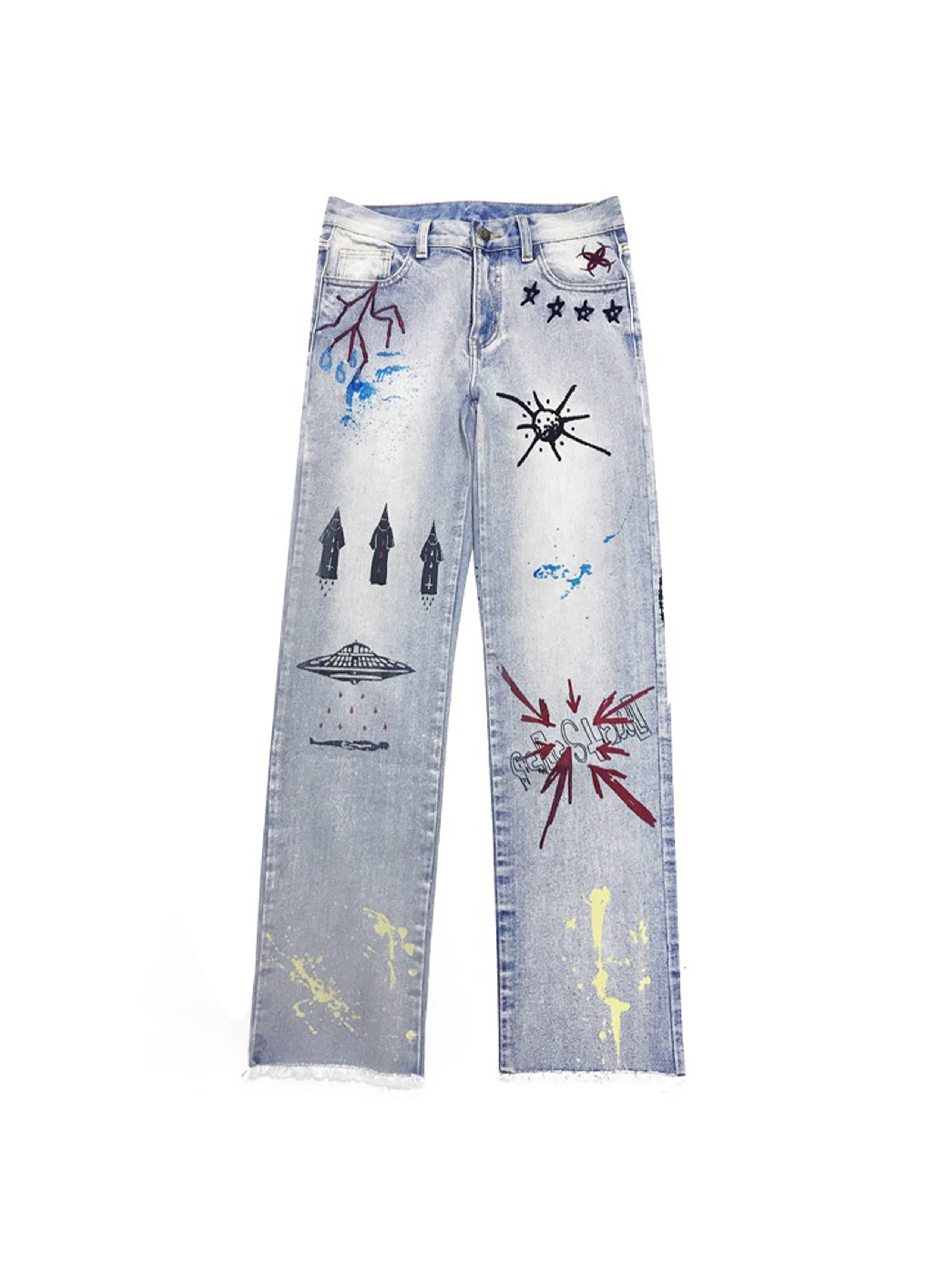 Title 5, Jeans Frayed Wash con Ricamo Graffiti – Comfort...