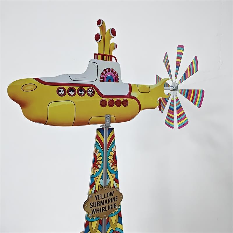 Yellow Submarine Wind Spinner,2D Heavy Duty Metal Rotating Yard Art,Garden Decor — image 3