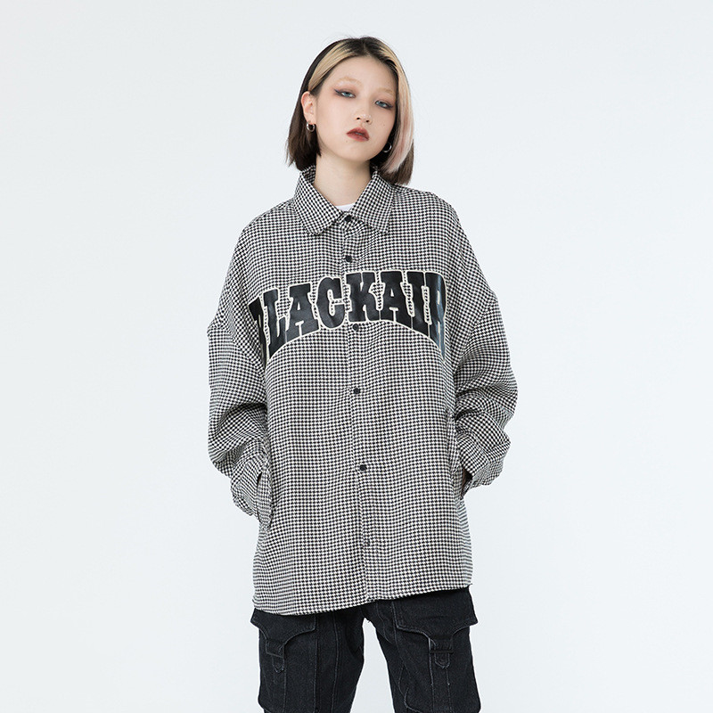 Men's Long Sleeve Cross Embroidered Unisex Plaid Shirt