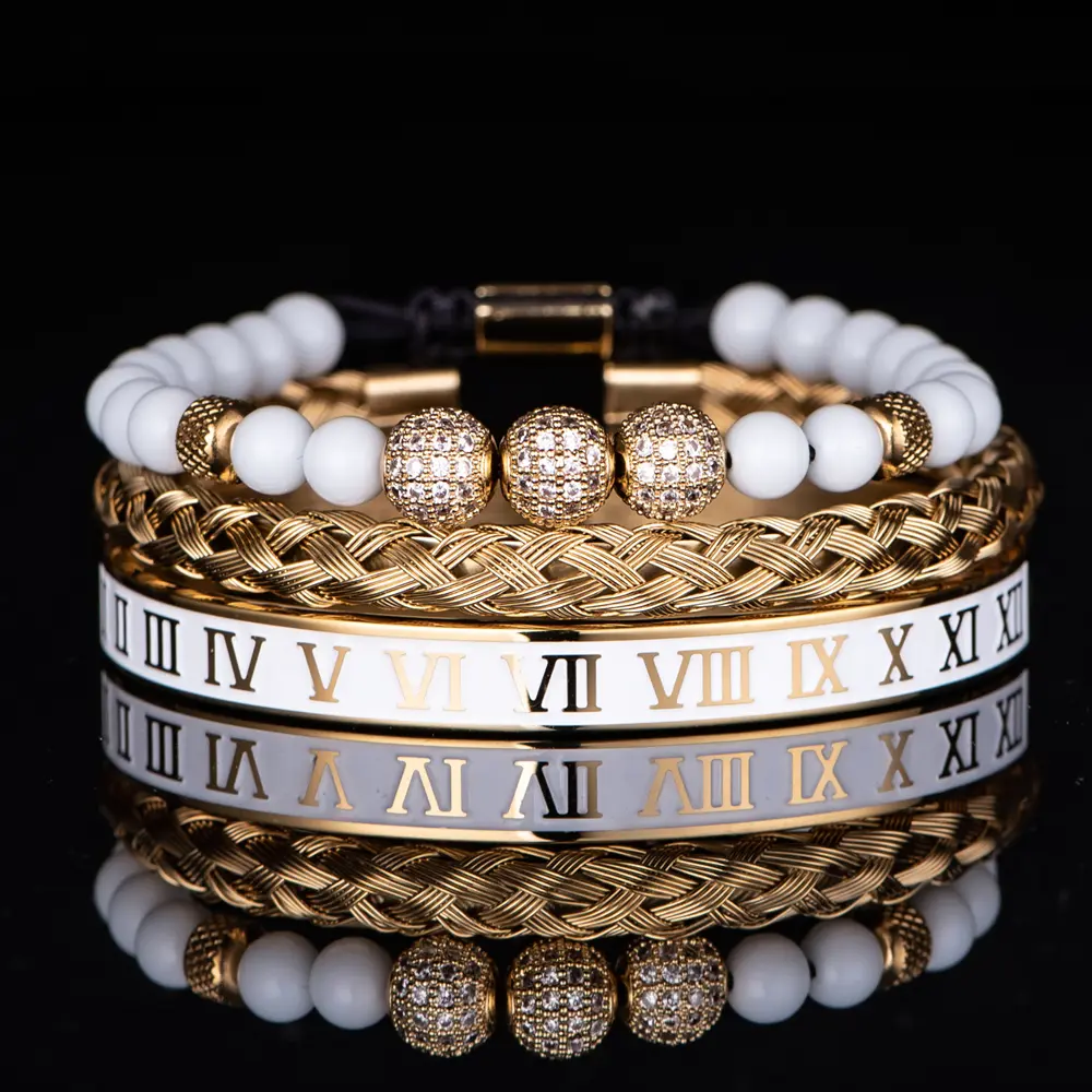 Crown With Roman Numerals Stainless Steel Bracelet