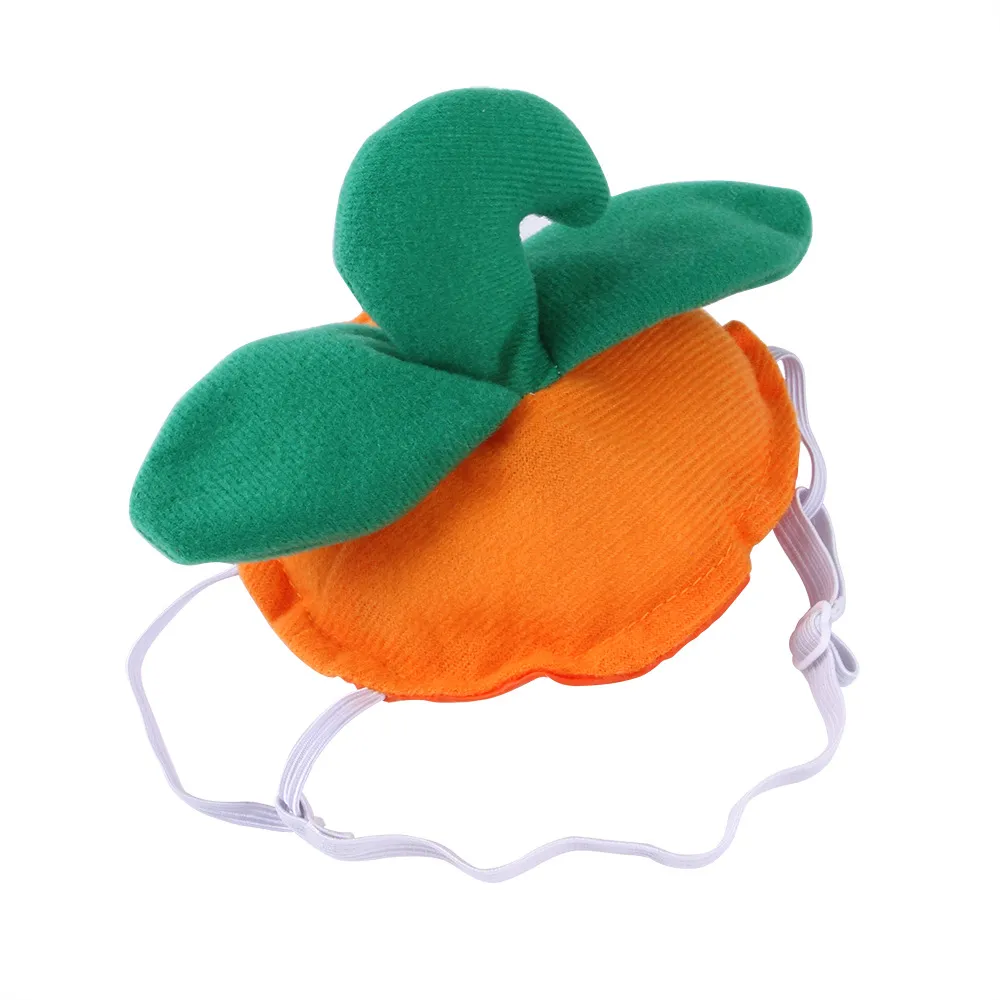 Pet Funny Green Leaf Pumpkin Headgear - Orange