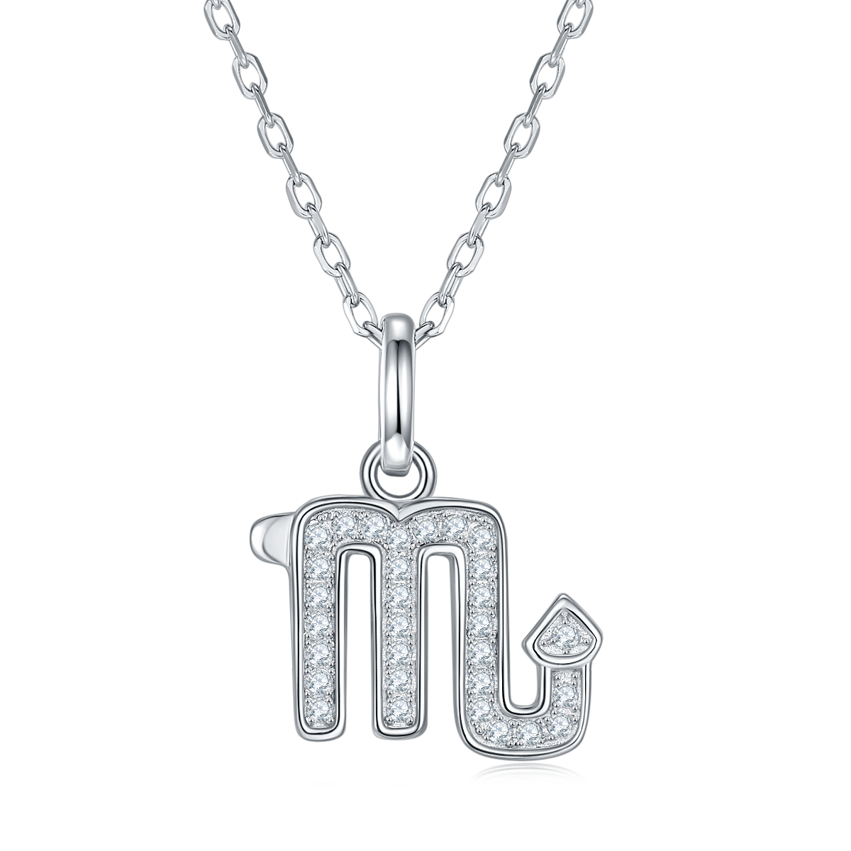 0.1ct Zodiac Moissanite Necklace — Silver Platinum — 29077