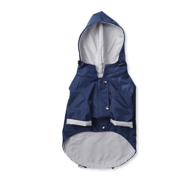 Windproof British Retro Padded Dog Raincoat Dark Blue - Shop at LoveMi