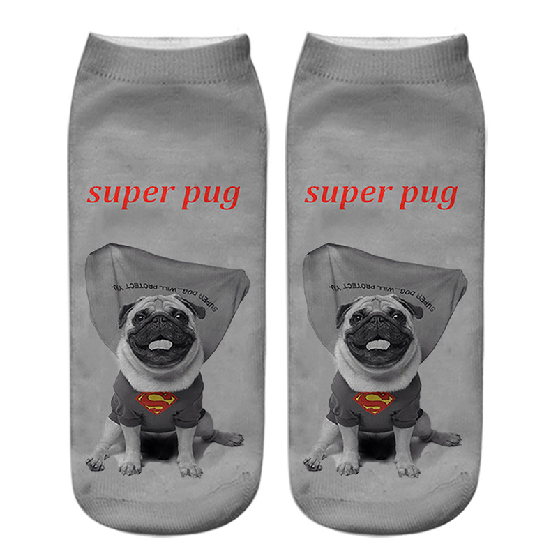 Title 8, Dog PUG cartoon 3D printing socks