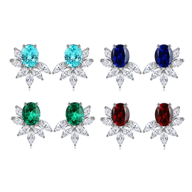 S925 Silver 7.3g Lab Created Gemstone Earrings