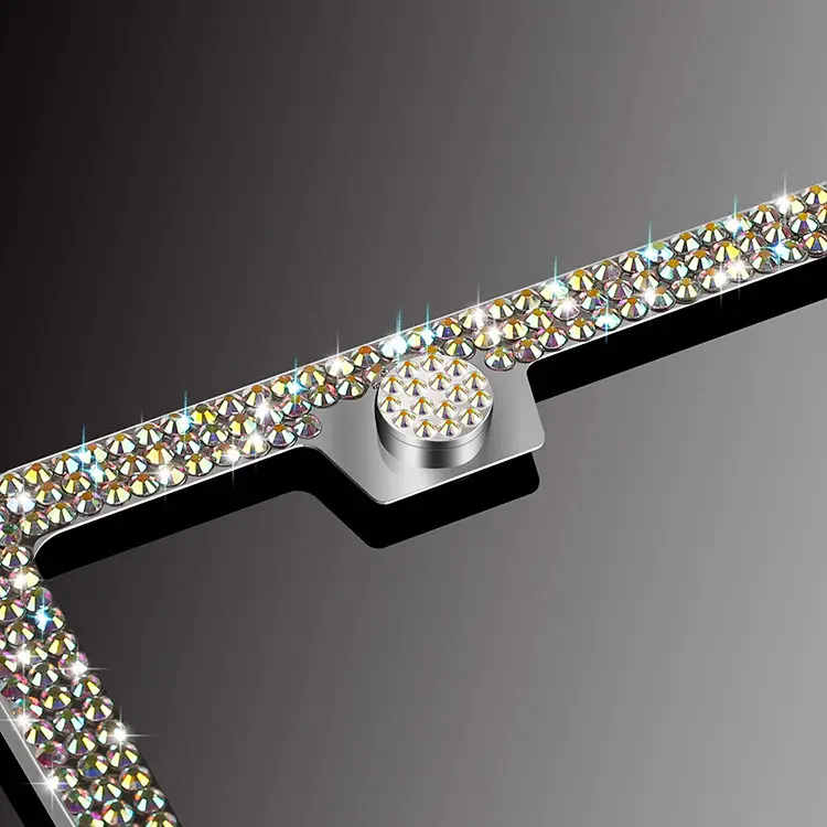 American Standard Diamond-studded Stainless Steel License Plate Frame