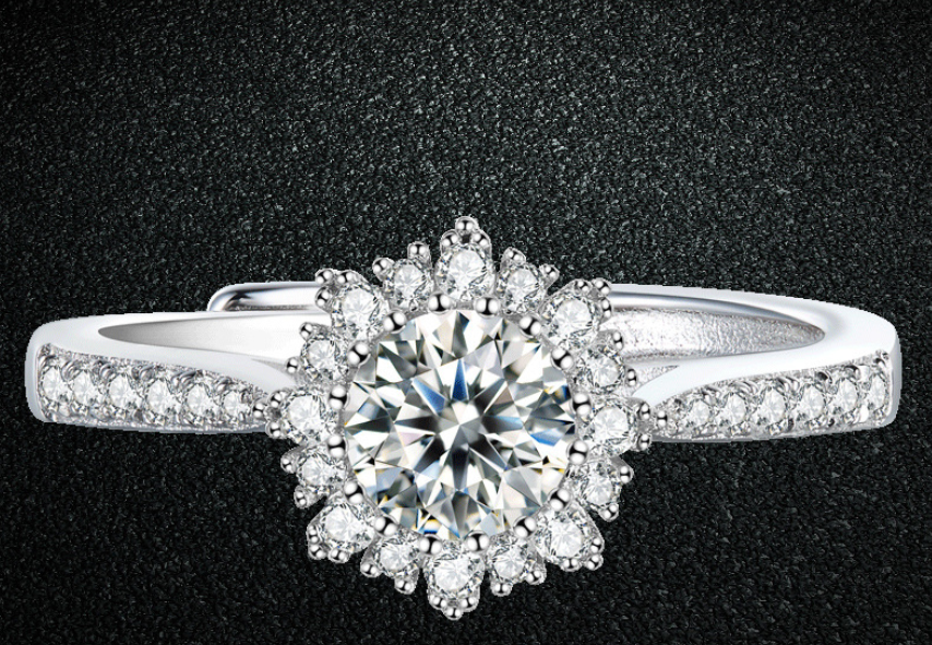 S925 Silver Inlaid Lace Fashion Modeling Ring
