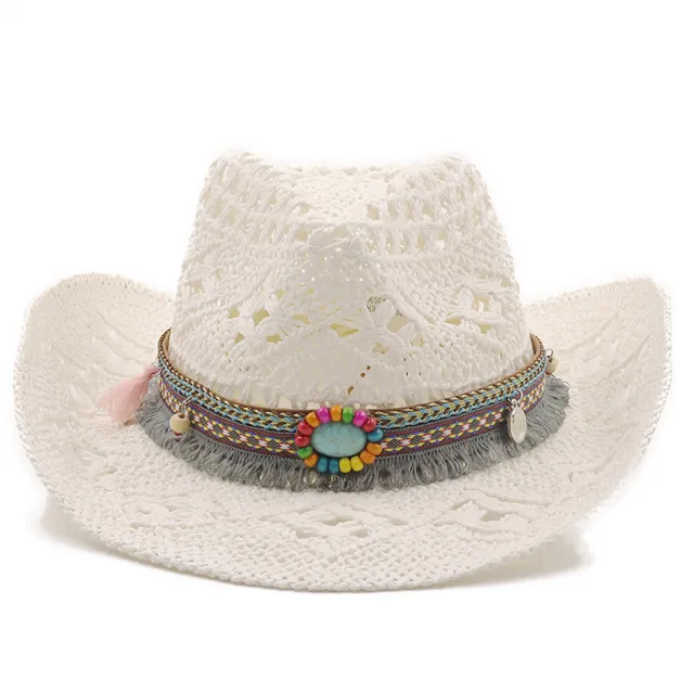 Natural Salt Grass Hand knitted Western Cowboy Hat White - Shop at LoveMi