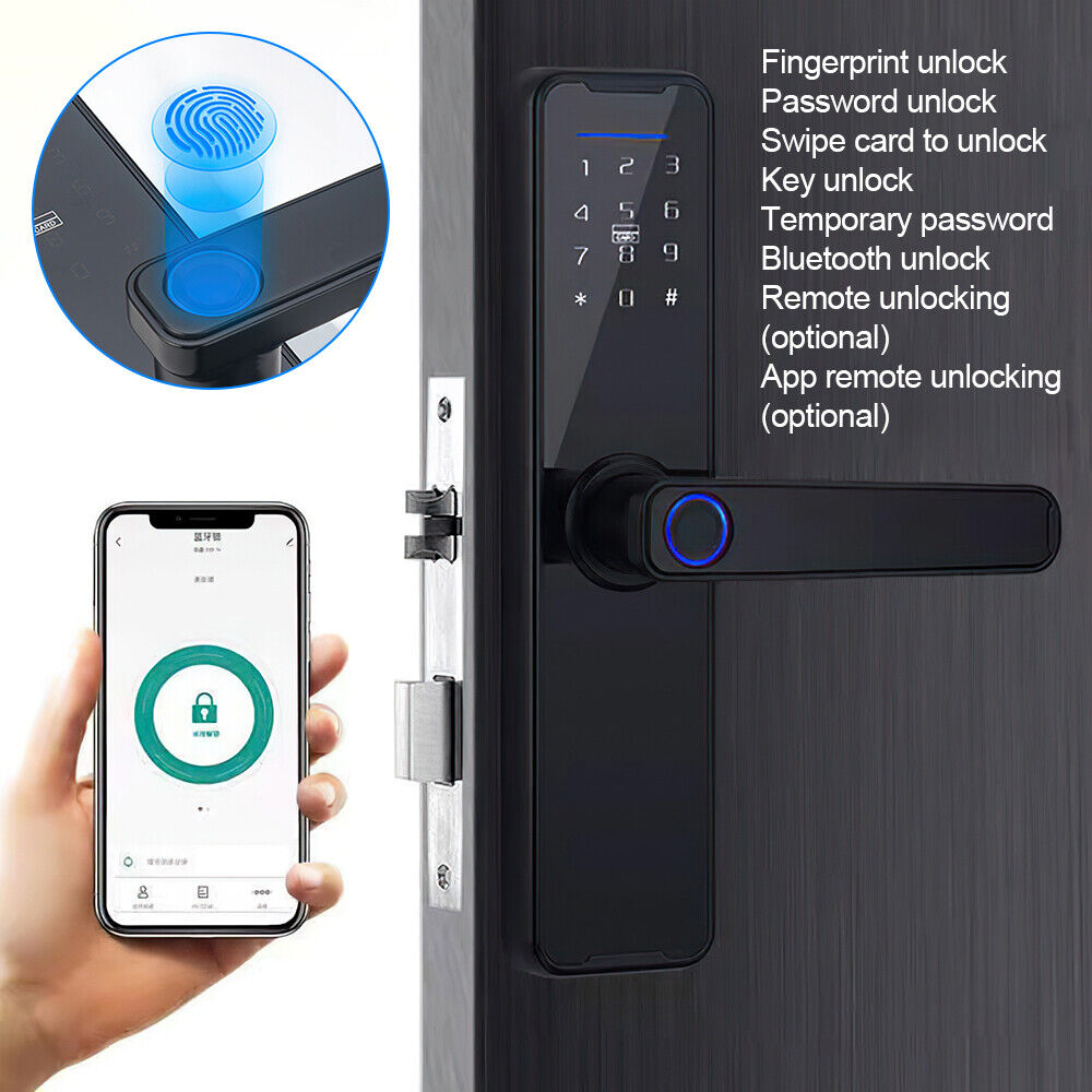 Electronic Bluetooth Door Lock T Uya APP Fingerprint Card Password Key Entry Lock 7