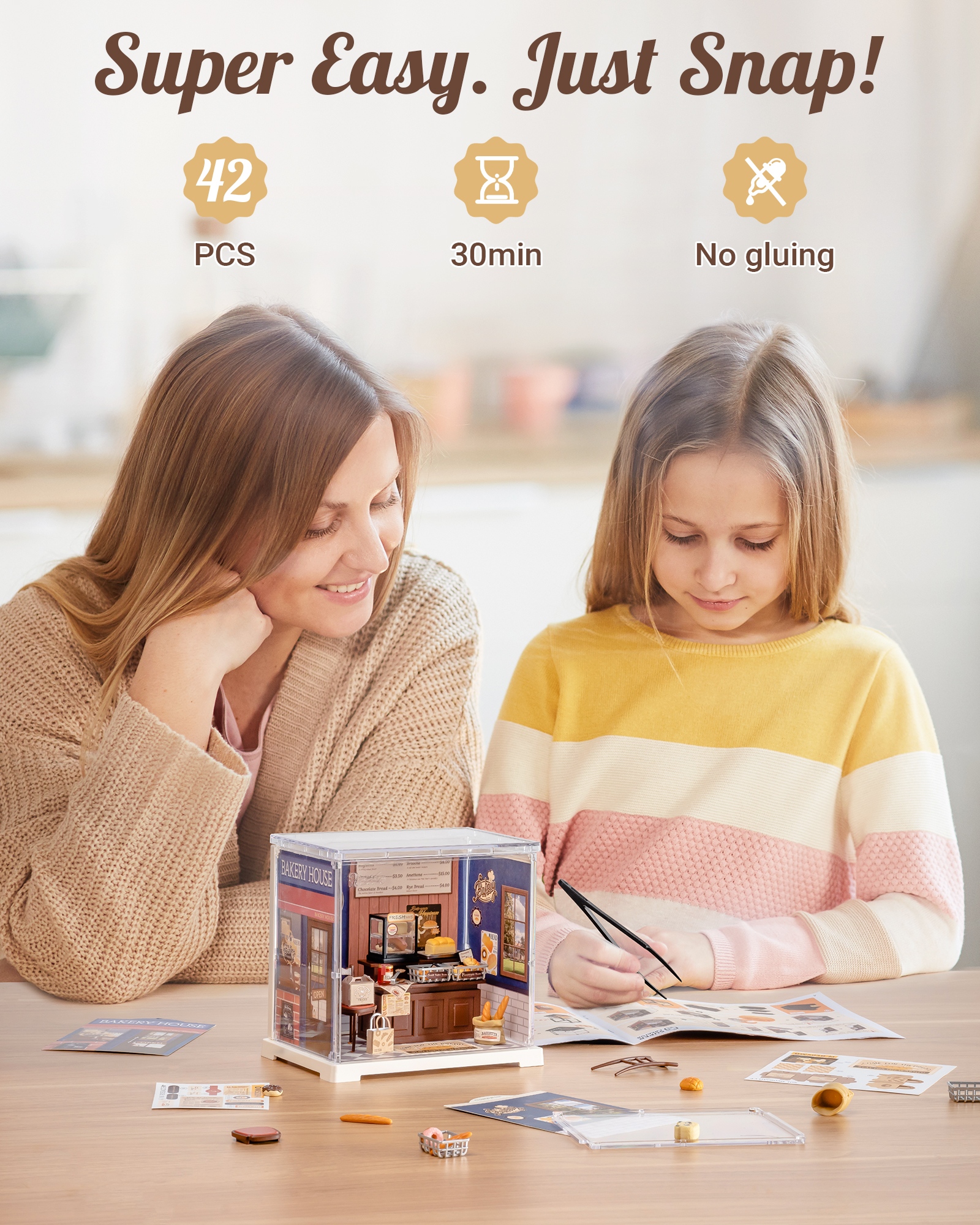 Rolife Super Creative DIY Plastic Mini House Set - 3D Puzzle With Dust Cover, Compatible With Mini Figures, Multiple Themes Available, Home Decor, Teen And Adult Gift