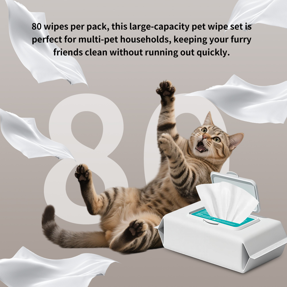 80-Count Alcohol-Free & Fragrance-Free Pet Wipes, Soft Cleaning For Dogs & Cats, Daily Grooming Wipes For Paws, Body & Tear Stains