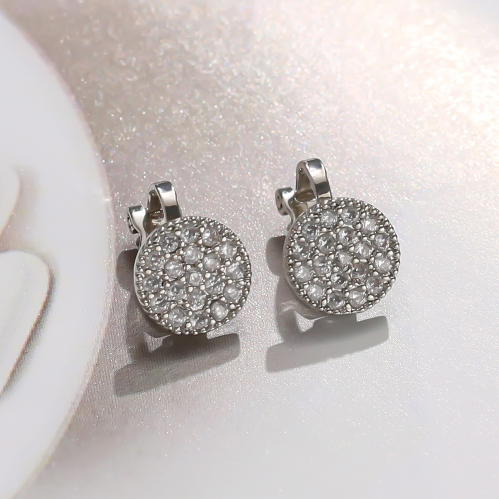 Fashion Full Diamond Shiny Round Zircon Ear Clips