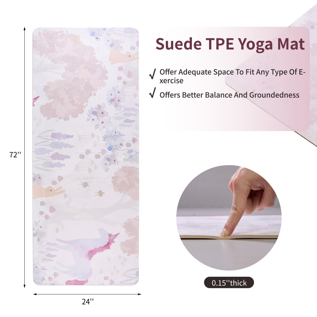 Yoga Mat, Exercise Yoga Mat Print With Non-Slip Design, Professional TPE Exericise Mat, 72 X 24 Multi-Purpose Workout Mat For Women, Pilates Fitness And Floor Exercises
