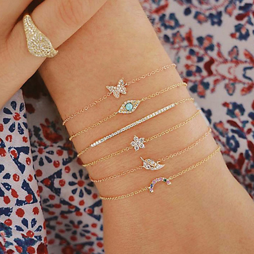 Creative Rainbow Butterfly Flower Lady Personality Trend Bracelet