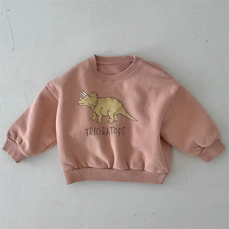 New Children's Cute Dinosaur Fleece Soft Pullover Sweater