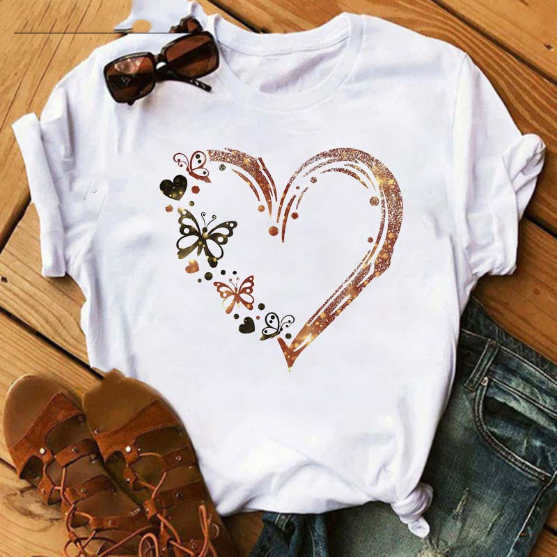 Title 17, Loose Round Neck White Ladies Casual T Shirt Wi...