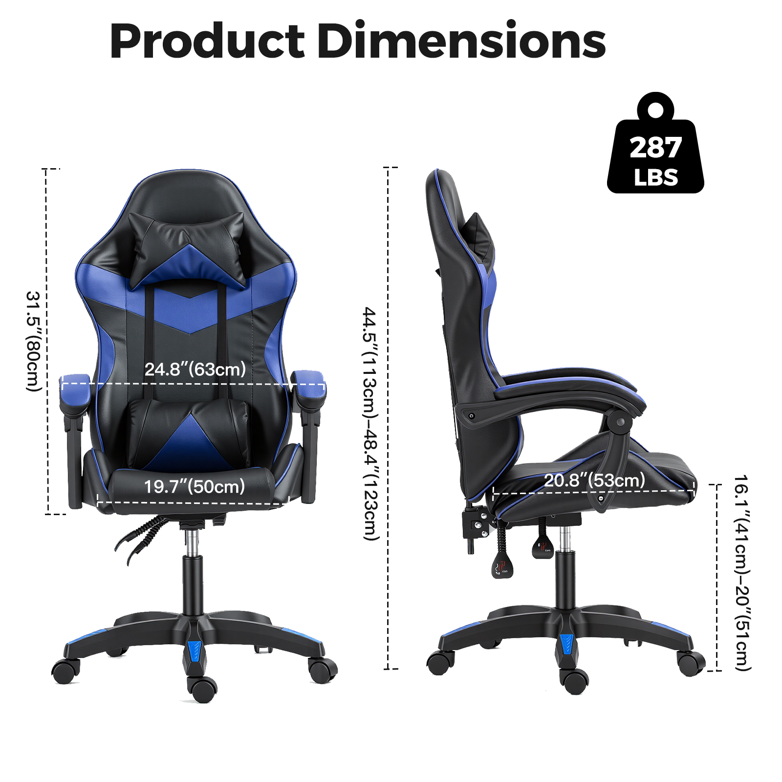 Gaming Reclining Swivel Chair For Adults,Ergonomic Racing PC With Lumbar Support — image 2