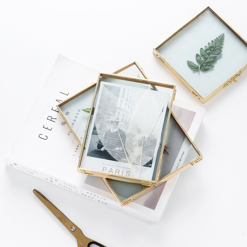 Plant Specimen Frame Metal Glass Photo Frame (Copper 5inch)
