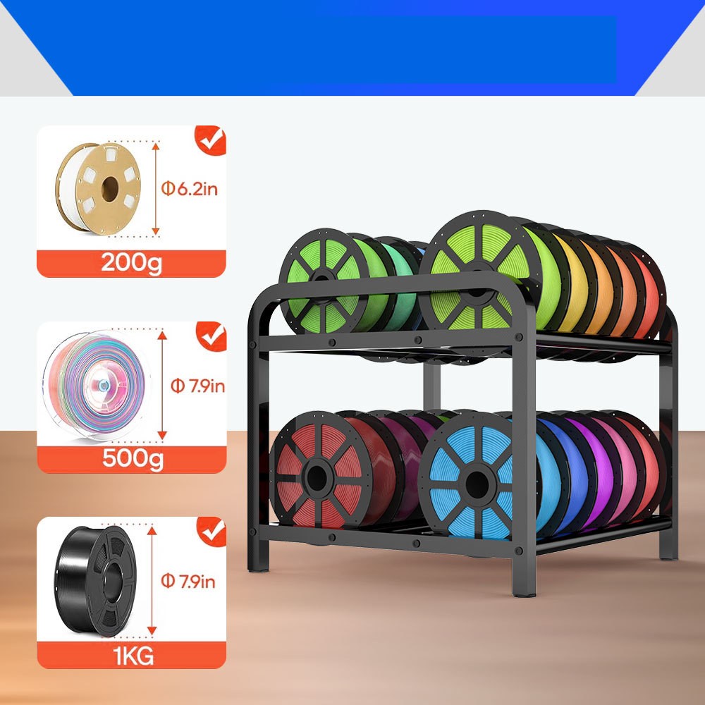 3D Printer Filament Storage Rack Desktop 2-Tier Organizer For Filament Spools