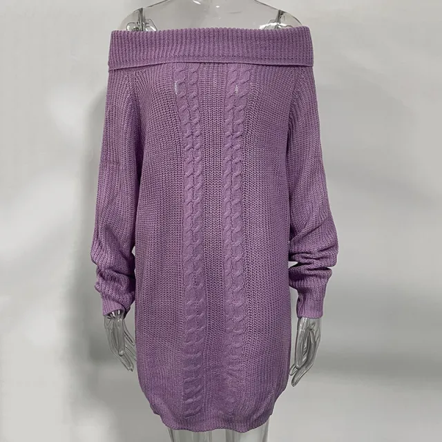 Women's Straight Neck New Style Solid Quality Commuter Sweater Purple - Shop at LoveMi
